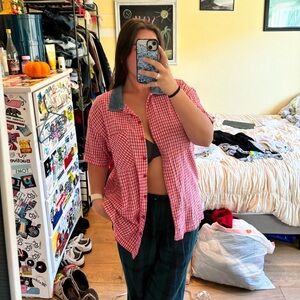 Vintage Gingham Button Up Shirt